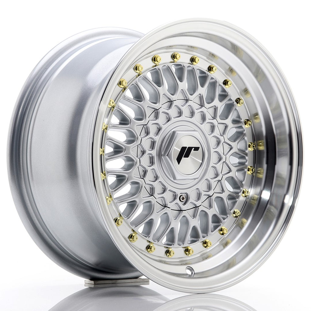 Cerchio in Lega JAPAN RACING JR9 15x8 ET20 con foratura su misura Silver w/ Machined Lip