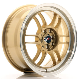 Cerchio in Lega JAPAN RACING JR7 16x7 ET38 4x100/114 Gold w/ Machined Lip