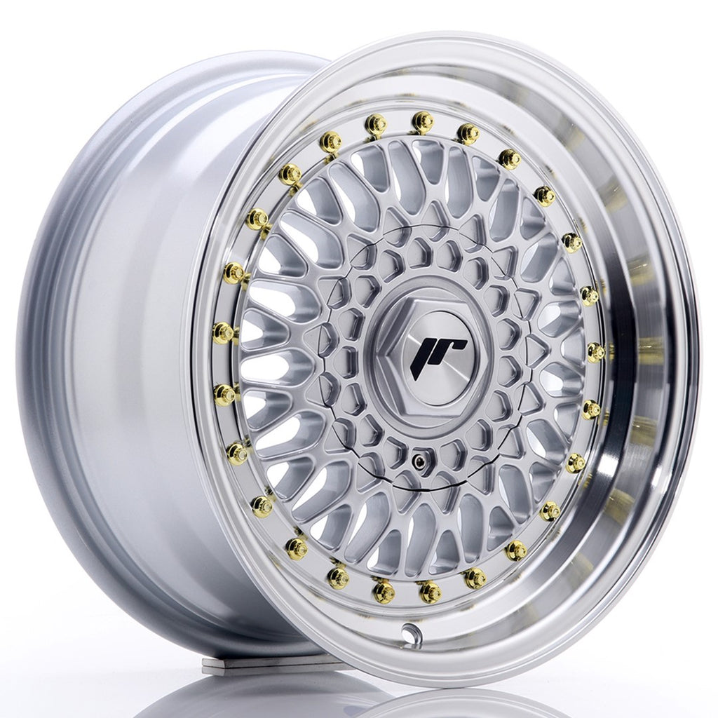 Cerchio in Lega JAPAN RACING JR9 15x7 ET20 con foratura su misura Silver w/ Machined Lip