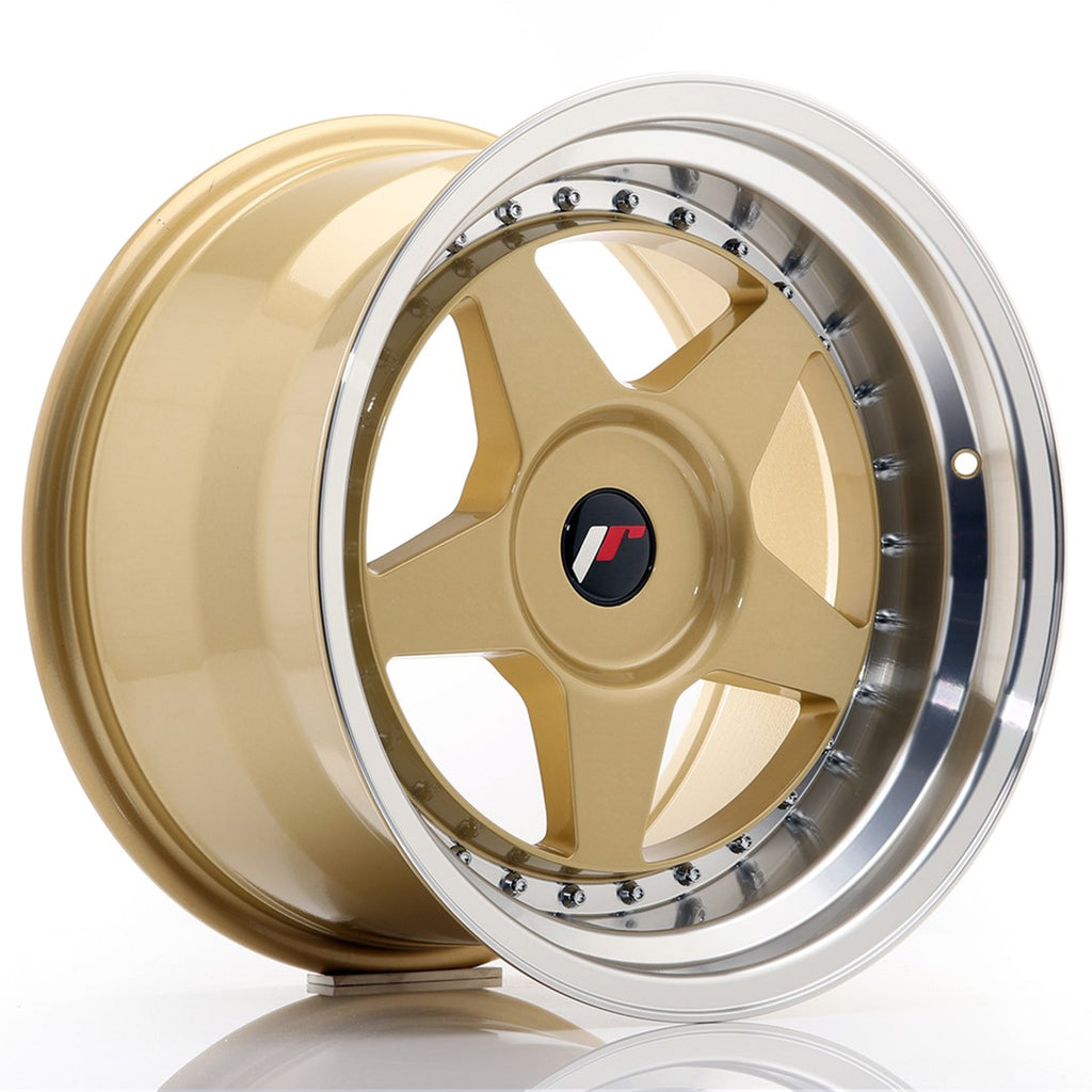 Cerchio in Lega JAPAN RACING JR6 17x10 ET20 con foratura su misura Gold w/ Machined Lip