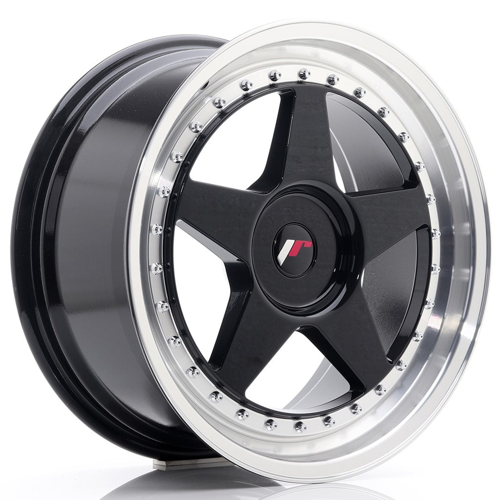 Cerchio in Lega JAPAN RACING JR6 18x8.5 ET20-40 con foratura su misura Gloss Black w/ Machined Lip