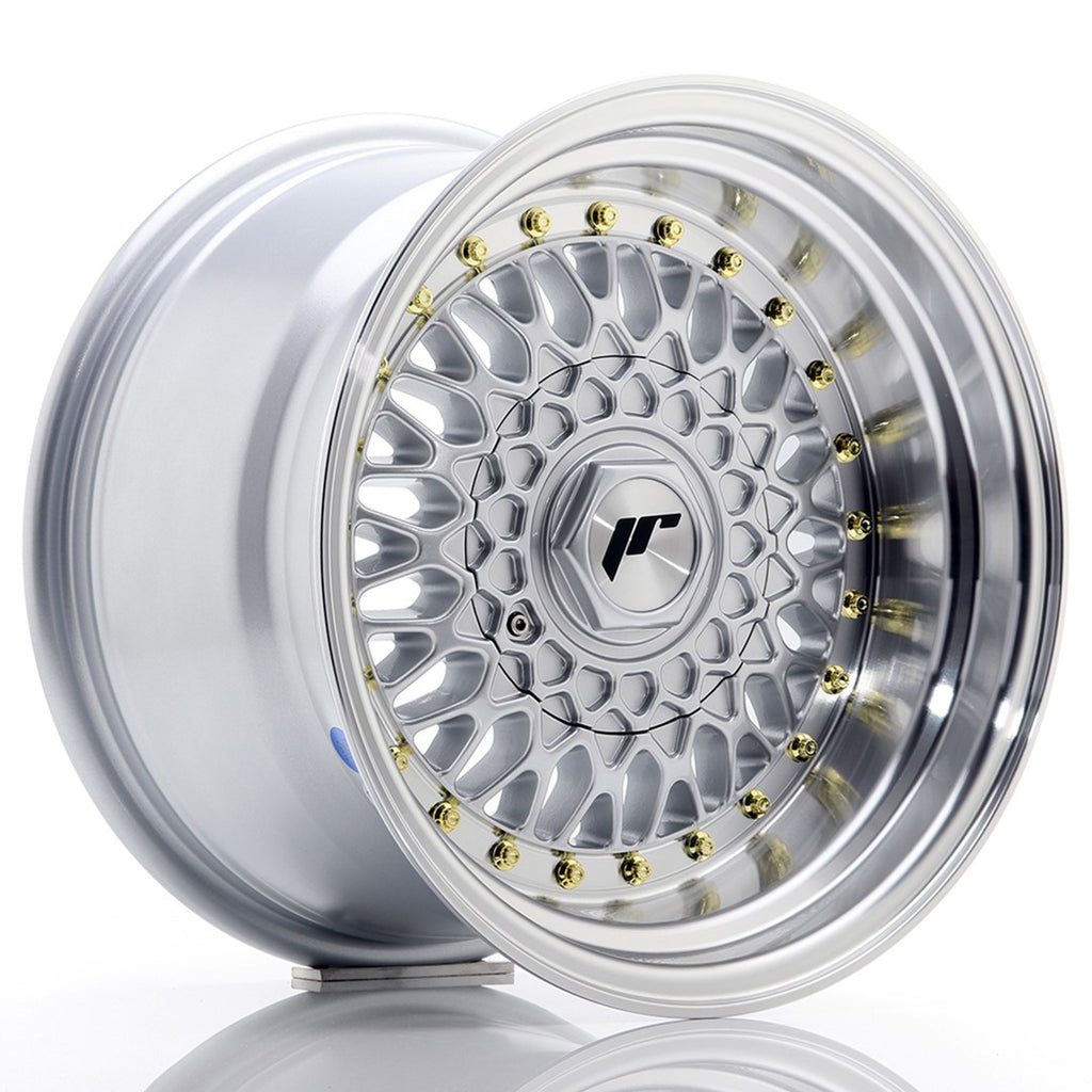 Cerchio in Lega JAPAN RACING JR9 15x9 ET10 con foratura su misura Silver w/ Machined Lip