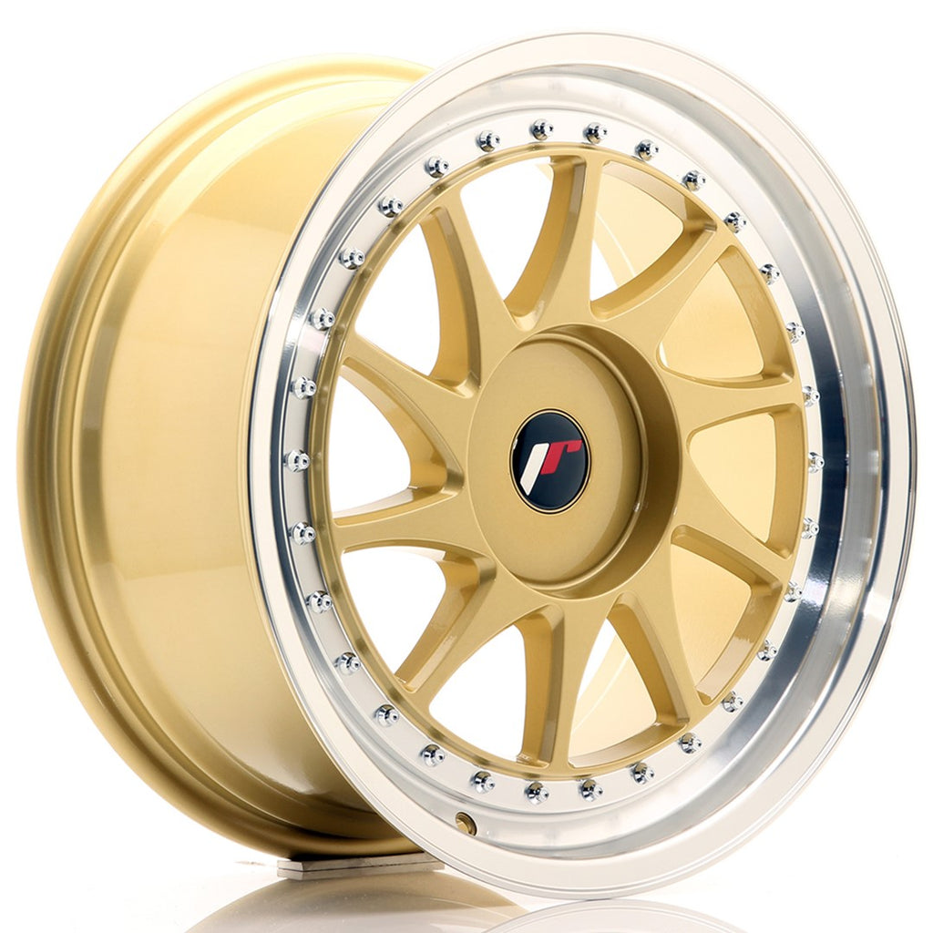 Cerchio in Lega JAPAN RACING JR26 18x8.5 ET35-40 con foratura su misura Gold w/ Machined Lip