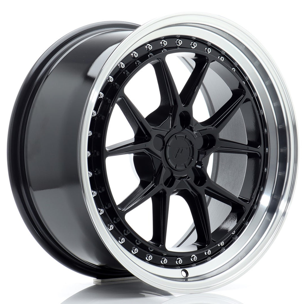 Cerchio in Lega JAPAN RACING JR39 18x8.5 ET15-35 5H con foratura su misura Gloss Black w/ Machined Lip