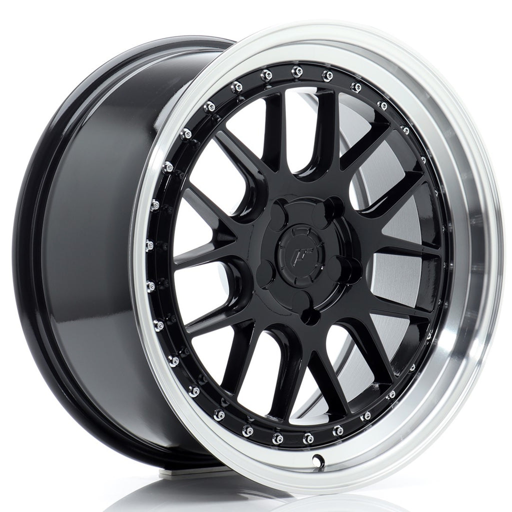 Cerchio in Lega JAPAN RACING JR40 18x8.5 ET15-35 5H con foratura su misura Gloss Black w/ Machined Lip