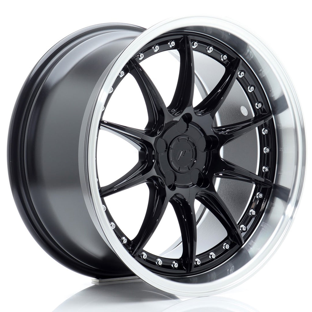Cerchio in Lega JAPAN RACING JR41 18x9.5 ET15-35 5H con foratura su misura Gloss Black w/ Machined Lip