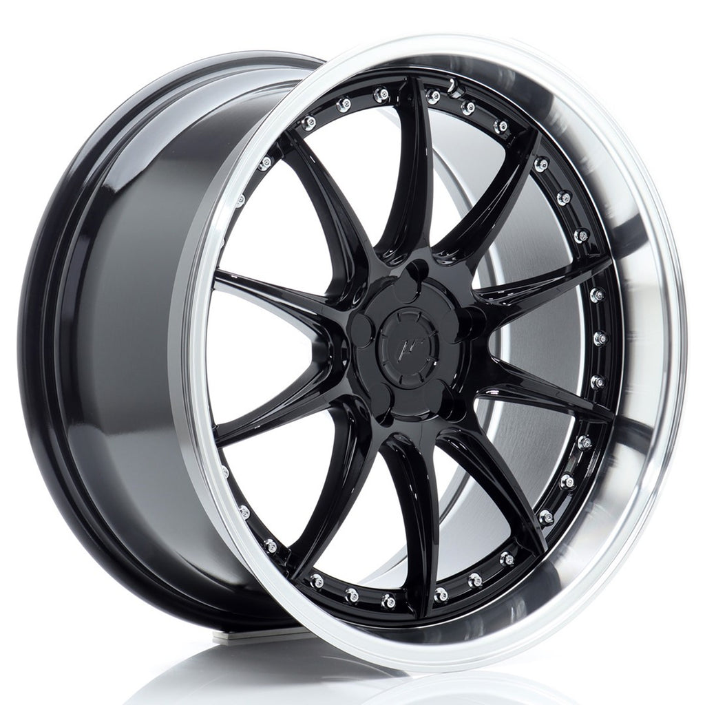 Cerchio in Lega JAPAN RACING JR41 19x9.5 ET12-22 5H con foratura su misura Gloss Black w/ Machined Lip