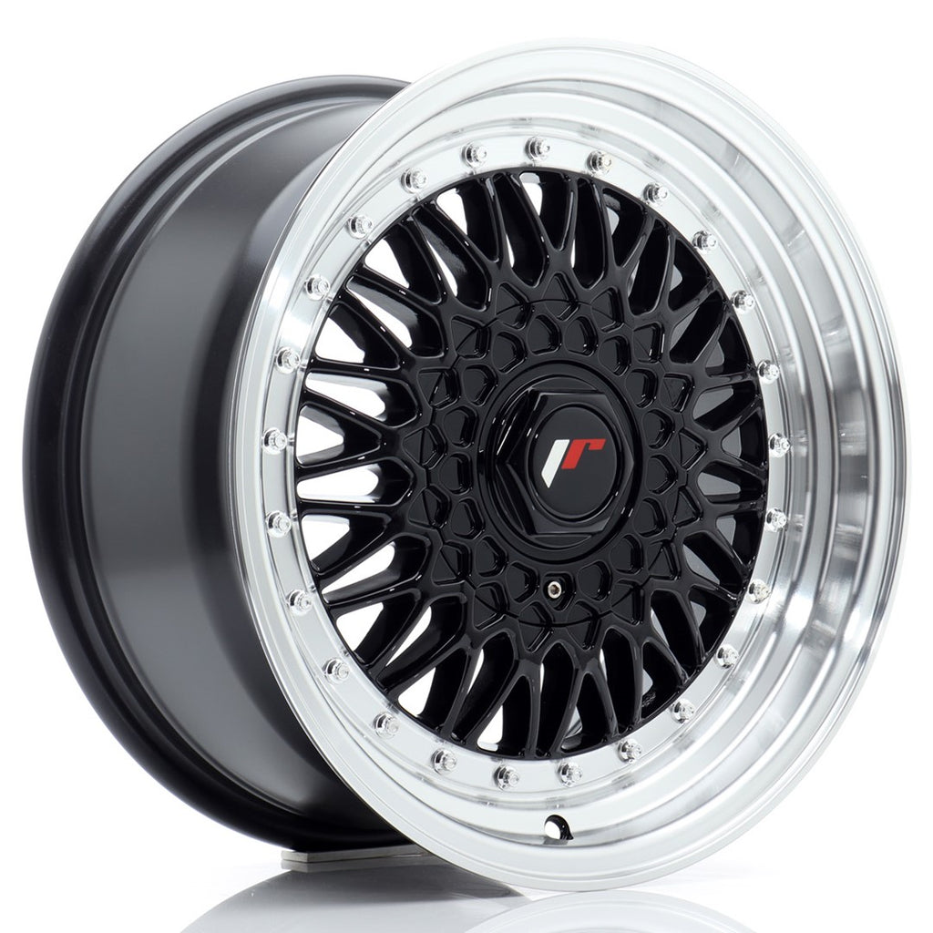 Cerchio in Lega JAPAN RACING JR9 16x7.5 ET25 con foratura su misura Gloss Black w/ Machined Lip