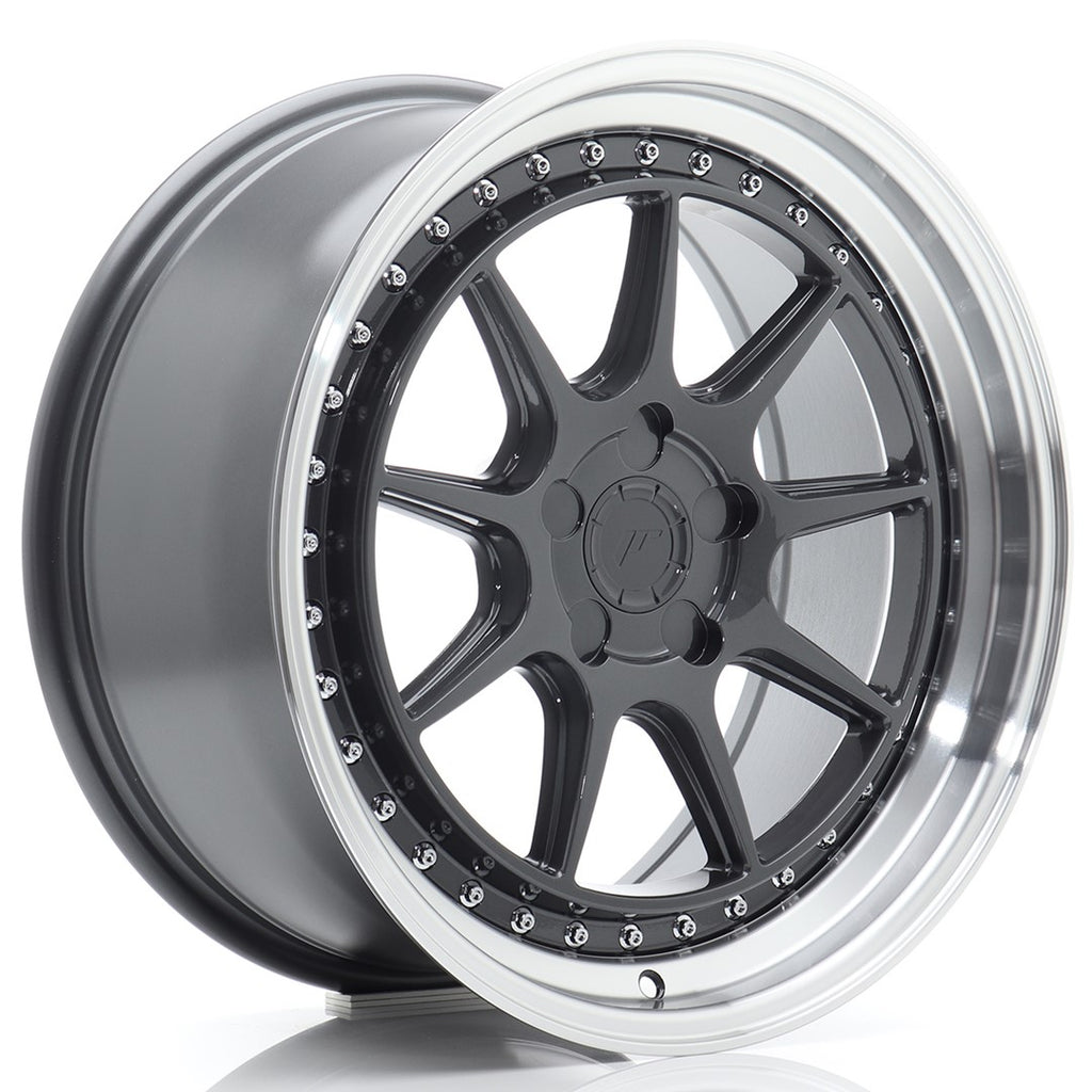 Cerchio in Lega JAPAN RACING JR47 18x8.5 ET15-35 5H con foratura su misura Hyper Gray w/ Machined Lip