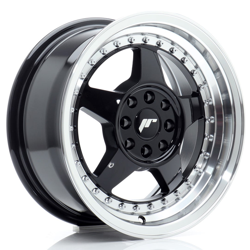 Cerchio in Lega JAPAN RACING JR6 15x7 ET25 4x100/108 Gloss Black w/ Machined Lip
