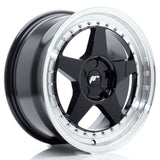 Cerchio in Lega JAPAN RACING JR6 17x8 ET20-35 5H con foratura su misura Gloss Black w/ Machined Lip