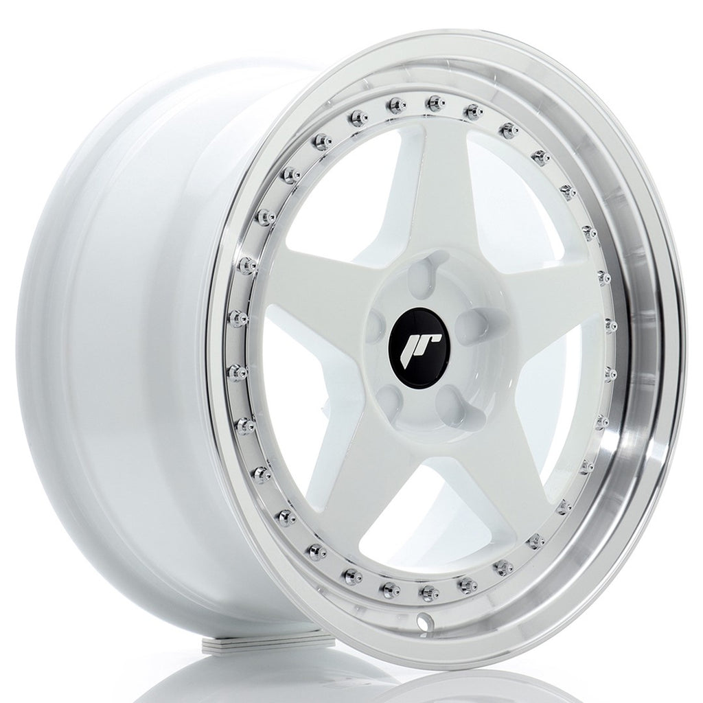 Cerchio in Lega JAPAN RACING JR6 17x8 ET20-35 5H con foratura su misura White w/ Machined Lip