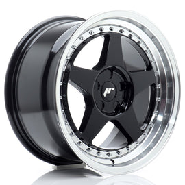 Cerchio in Lega JAPAN RACING JR6 17x9 ET20-35 5H con foratura su misura Gloss Black w/ Machined Lip