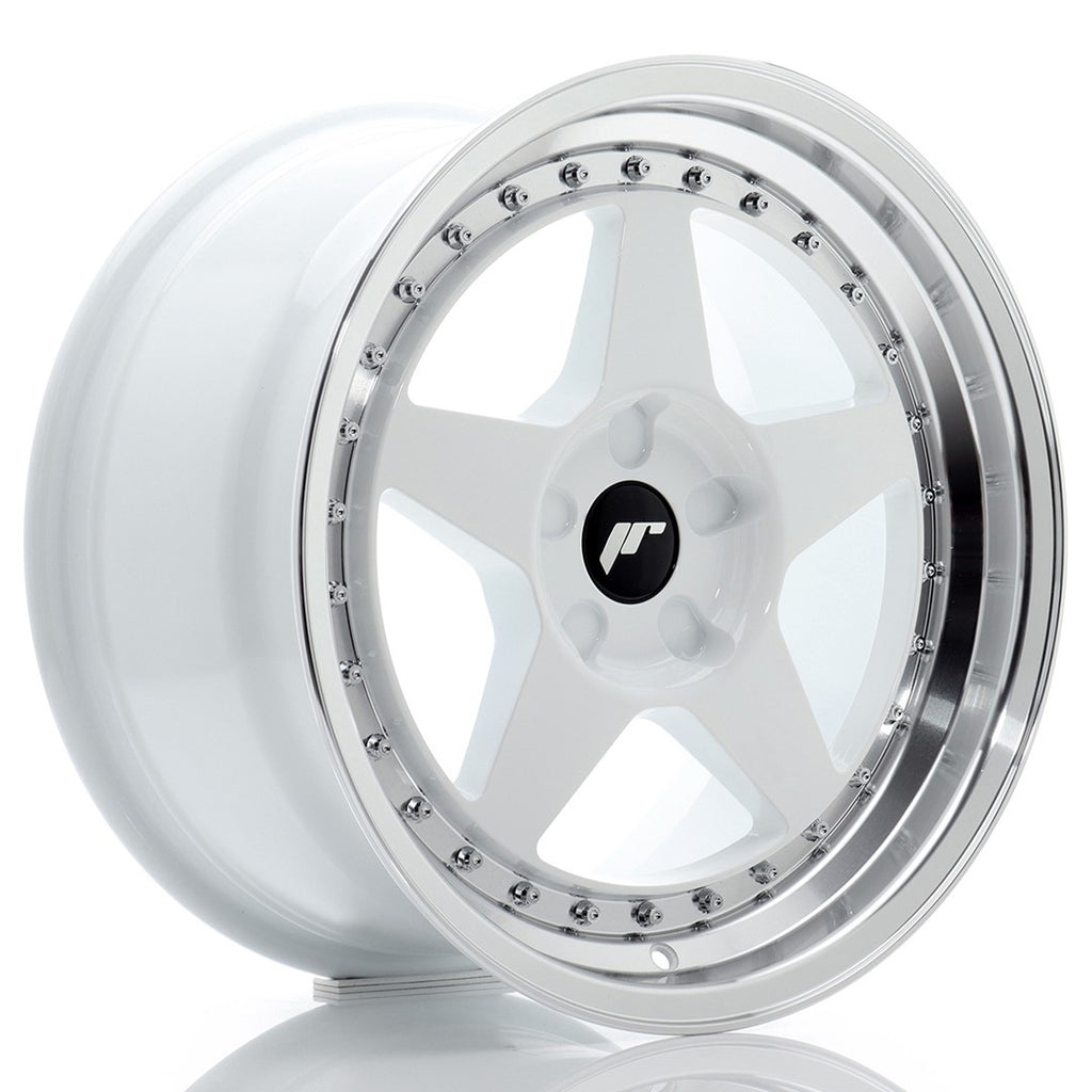 Cerchio in Lega JAPAN RACING JR6 17x9 ET20-35 5H con foratura su misura White w/ Machined Lip