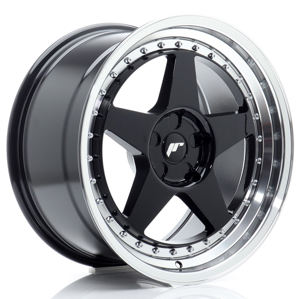 Cerchio in Lega JAPAN RACING JR6 18x9.5 ET20-40 5H con foratura su misura Gloss Black w/ Machined Lip