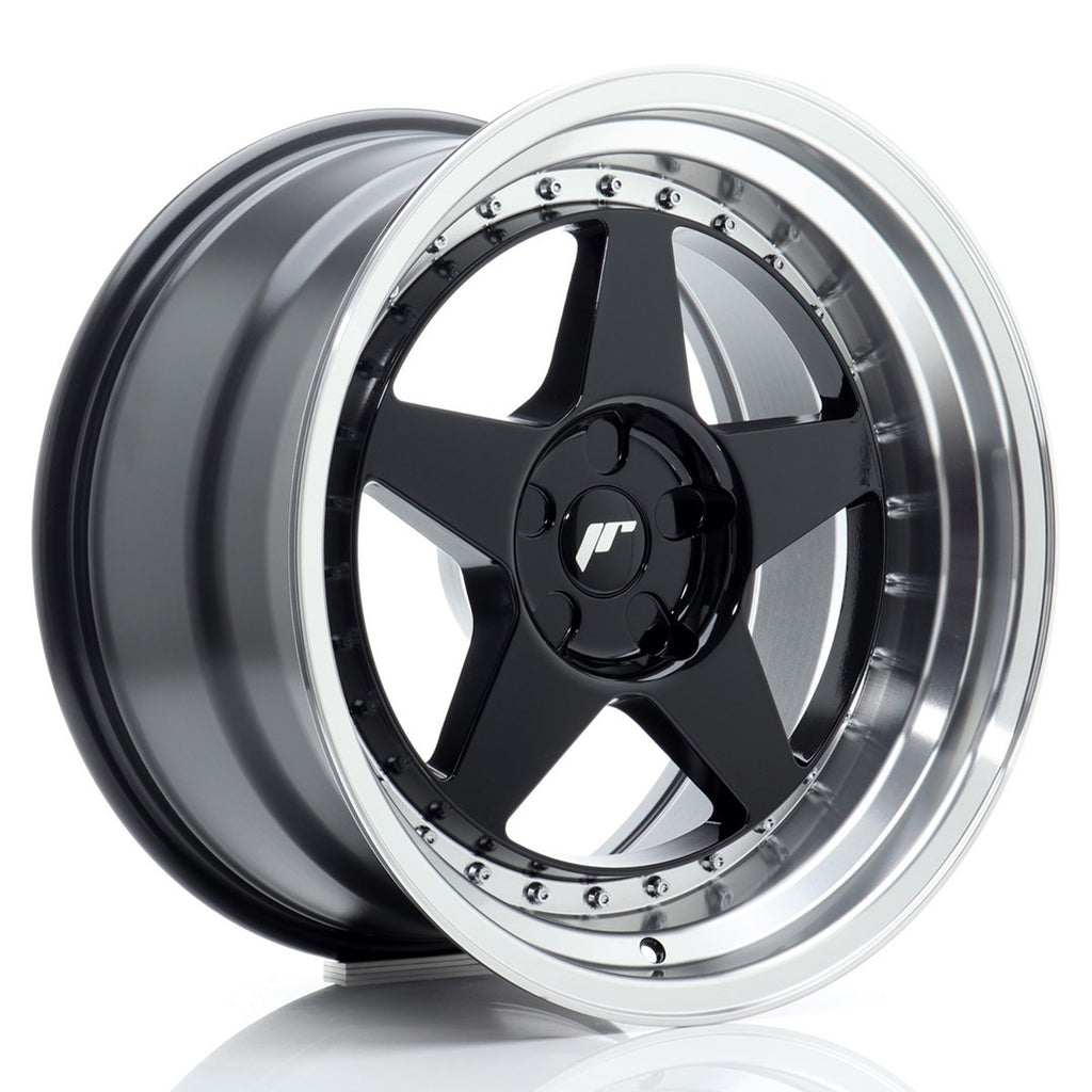 Cerchio in Lega JAPAN RACING JR6 18x10 ET0-25 5H con foratura su misura Gloss Black w/ Machined Lip