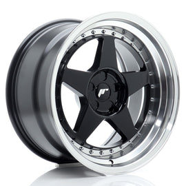 Cerchio in Lega JAPAN RACING JR6 18x10 ET0-25 5H con foratura su misura Gloss Black w/ Machined Lip