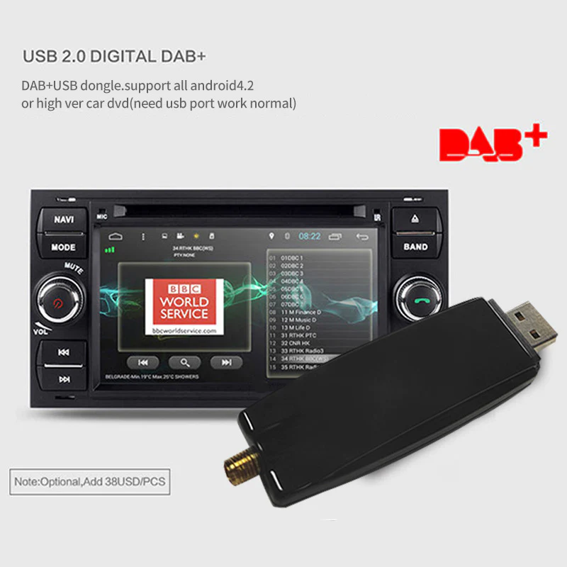 Sintonizzatore/box DAB+ per auto per Android Ricevitore per trasmissione audio digitale USB DVD per auto con antenna Funziona per Android in Europa