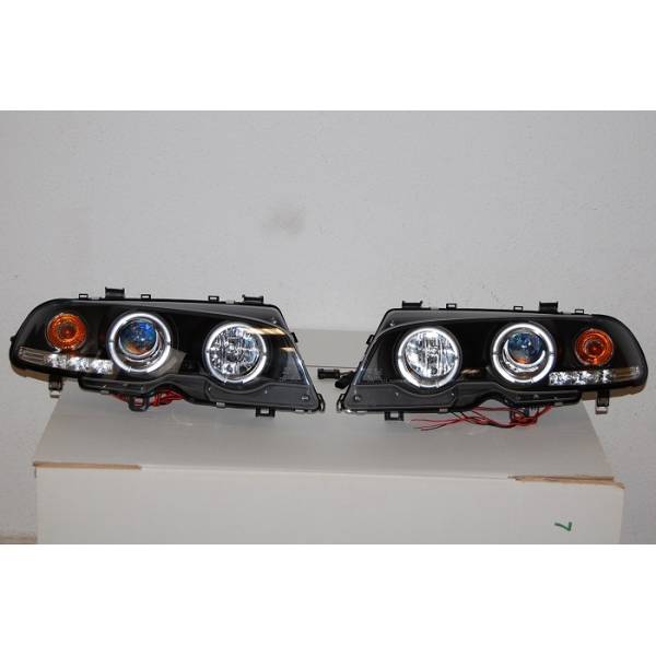 Fari Anteriori Angel Eyes BMW Serie 3 E46 '99-02 2P. Elect. Black Mod.II