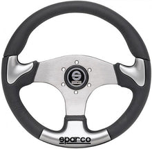 Carica l'immagine nel visualizzatore di Gallery, Sparco P222 Volante piatto Pelle nera Raggi in alluminio