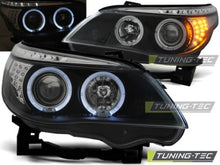 Load image into Gallery viewer, Fari Anteriori ANGEL EYES Neri Indicatori LED per BMW Serie 5 E60/E61 03-07