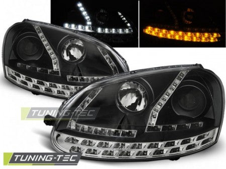Fari Anteriori DAYLIGHT Neri per VW GOLF MK5 03-08