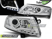 Carica l'immagine nel visualizzatore di Gallery, Fari Anteriori TUBE LIGHT CHROME per AUDI A6 C6 04.04-08