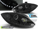 Fari Anteriori TRUE DRL Neri per SEAT LEON 1P ALTEA 09-12