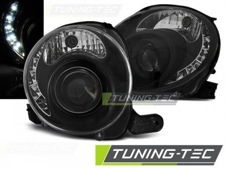 Fari Anteriori per FIAT 500 07-15 Neri LED