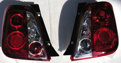 Fiat 500 07+ Fanali Posteriori Rossi/Trasparenti V1