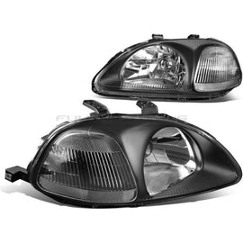 Fari Anteriori JDM Style Regolazione Manuale Interno Nero Honda Civic EK EJ Pre-Facelift 1996-1998 Phase 1
