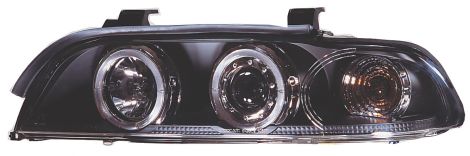 BMW Serie 5 E39 96-03 Fari Anteriori Angel Eye Neri V1