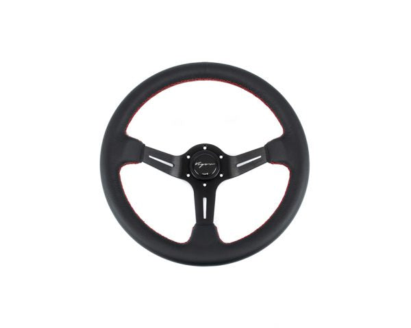 Volante Sportivo Vigor Daytona Razze Nere Pelle Nera RD Stitch Profondo 70mm Diametro 350mm - em-power.it