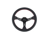 Volante Sportivo Vigor Daytona Razze Nere Pelle Nera RD Stitch Profondo 70mm Diametro 350mm