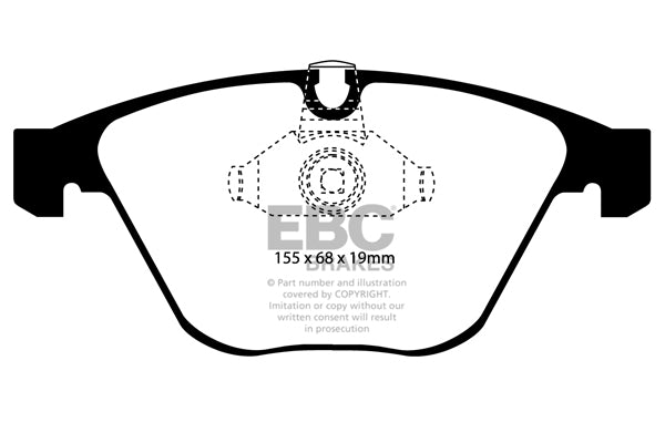 Pastiglie Freni EBC Ultimax Anteriore BMW Serie 5 (E60) 520 2.0 TD Cv 177 dal 2007 al 2010 Pinza ATE Diametro disco 324mm