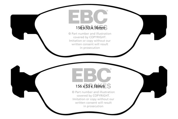 Pastiglie Freni EBC Ultimax Anteriore FIAT Punto 1.3 TD Cv  dal 2003 al 2006 Pinza ATE Diametro disco 257mm