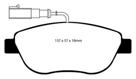 Pastiglie Freni Sportive EBC Verdi Anteriore ABARTH 500 1.4 Turbo Cv 135 dal 2008 al 2011 Pinza Bosch Diametro disco 284mm