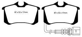 Pastiglie Freni EBC Rosse Posteriore AUDI A3 8P 2.0 Cv  dal 2003 al 2007 Pinza TRW Diametro disco 260mm