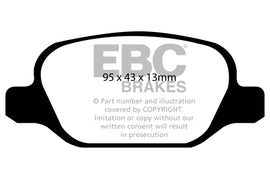 Pastiglie Freni Sportive EBC Gialle Posteriore ABARTH 500 1.4 Turbo Cv 135 dal 2008 al 2011 Pinza TRW Diametro disco 240mm