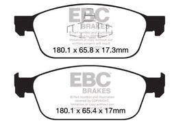Pastiglie Freni Sportive EBC Gialle Anteriore FORD Focus (Mk3) 2.0 TD Cv 185 dal 2014 al 2018 Pinza ATE Diametro disco 320mm
