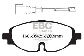 Pastiglie Freni Sportive EBC Gialle Anteriore CUPRA Formentor 1.4 Turbo and Electric Cv 204 dal 2021 al 2022 Pinza TRW Diametro disco 312mm