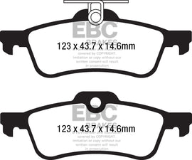 Pastiglie Freni Sportive EBC Gialle Posteriore HONDA Civic (9th Gen) FK 1.4 Cv  dal 2012 al 2017 Pinza ATE Diametro disco 276mm