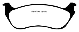 Pastiglie Freni EBC Extra-Duty Verdi Serie 6000 Posteriore FORD Explorer (USA) 4 Cv  dal 2002 al 2005 Pinza  Diametro disco 301mm