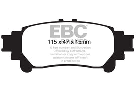 Pastiglie Freni EBC Extra-Duty Verdi Serie 6000 Posteriore LEXUS RX450h 3.5 Hybrid Cv  dal 2009 al 2016 Pinza  Diametro disco 309mm