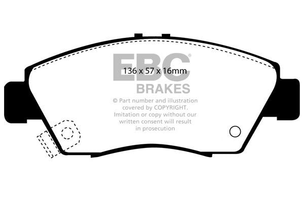 Pastiglie Freni EBC Ultimax Anteriore HONDA Civic (5th Gen) EG5 1.6 ESi Cv  dal 1991 al 1996 Pinza Akebono Diametro disco 262mm