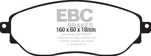 Pastiglie Freni EBC Ultimax Anteriore OPEL Vivaro 1.6 TD Cv 115 dal 2014 al 2018 Pinza  Diametro disco 296mm