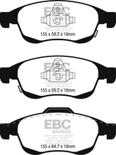 Carica l'immagine nel visualizzatore di Gallery, Pastiglie Freni EBC Ultimax Anteriore JEEP Renegade 1.4 Turbo Cv 140 dal 2014 al 2018 Pinza ATE Diametro disco 281mm