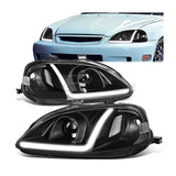 Fari Anteriori LED Interno Nero Honda Civic EK EJ Facelift 1999-2001 Phase 2