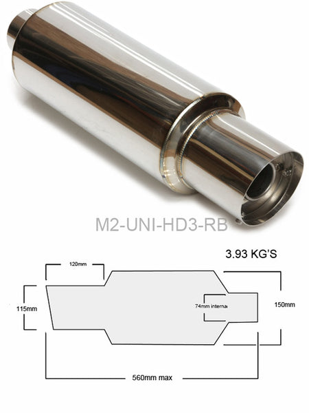 M2 350mm MUFFLER 3 I/L 100mm TIP