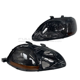 Fari Anteriori JDM Style Frecce Ambrate Interno Chrome Lente Smoke Honda Civic EJ EK Pre-Facelift 1996-1998 Phase 1